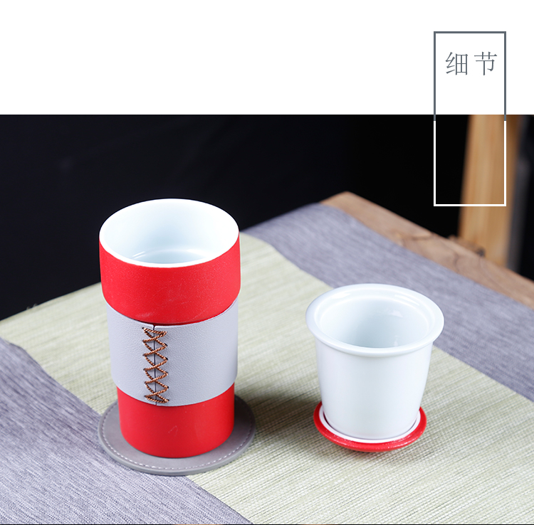 The ancient sheng up line edge enamel - lined keep - a warm glass tea cup men 's and women' s imperial palace large portable cup cup gift