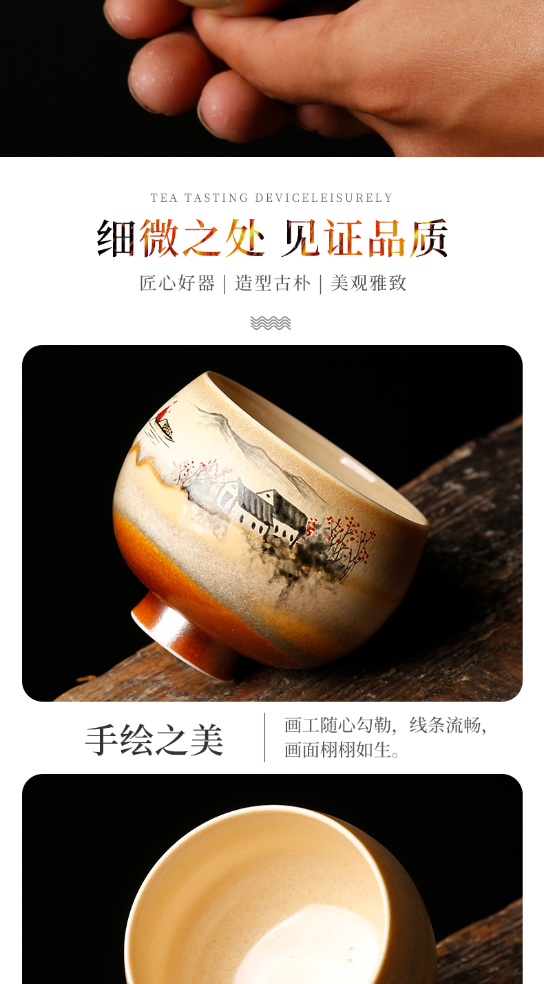 Ancient sheng up to burn hand - made the master sample tea cup fullness jingdezhen up all hand single CPU kung fu tea cups