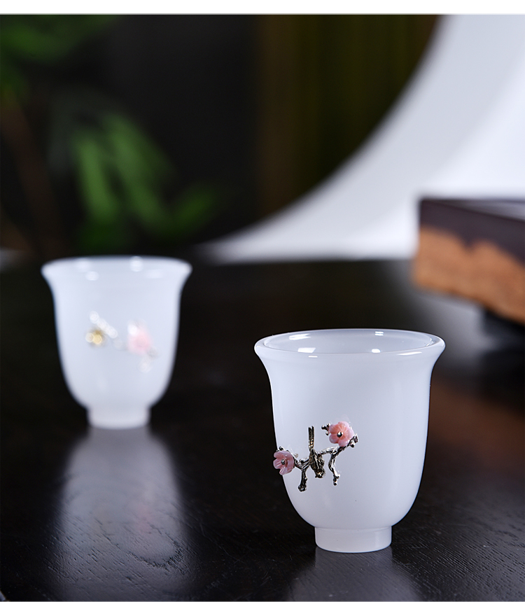 Ancient sheng up porcelain cup jade jade cup whitebait master sample tea cup silver by patterns ceramic cup kung fu tea cups