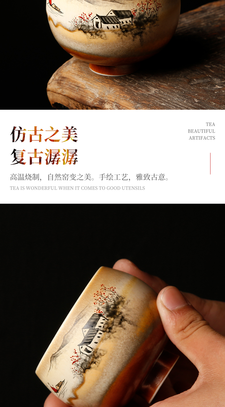 Ancient sheng up to burn hand - made the master sample tea cup fullness jingdezhen up all hand single CPU kung fu tea cups