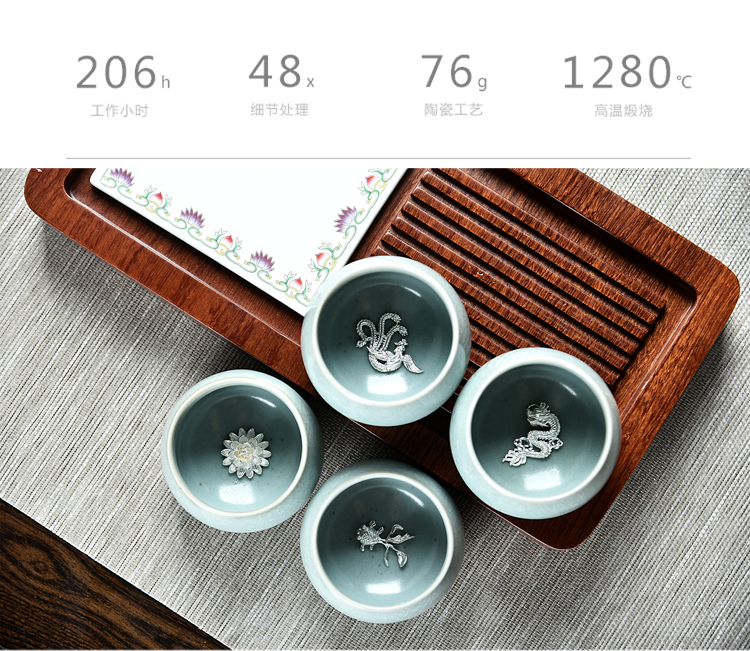 Ancient sheng up up master cup ceramic manual Mosaic whitebait kung fu tea cups single small tea light cup opening