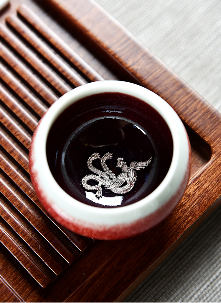 The ancient jun sheng up master cup ceramic manual Mosaic masterpieces whitebait kung fu tea cups tea cups sliced open