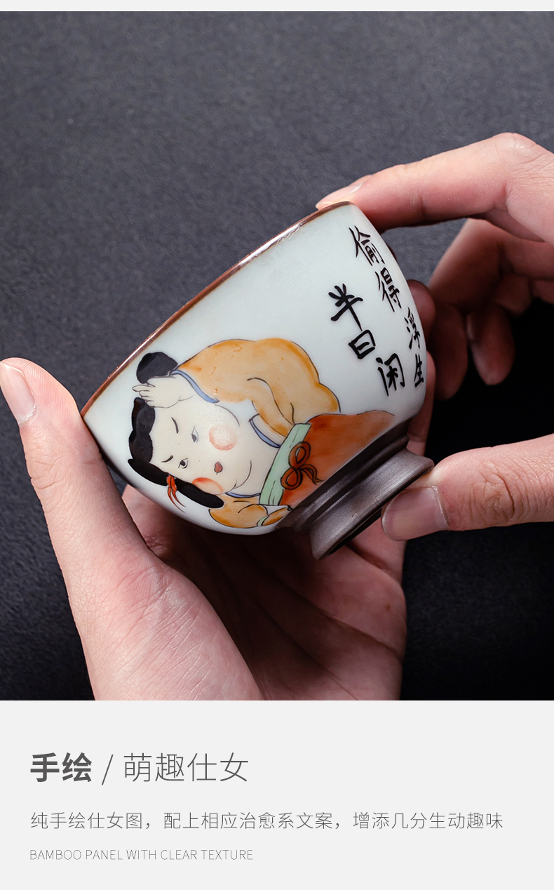 Town of your up kung fu tea colored enamel characters hand - made ceramic cups sample tea cup master cup single cup golden cup