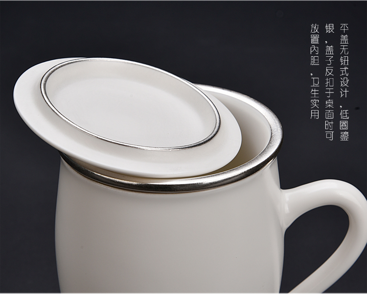 Ancient silver glass office cup coppering. As sheng up master cup single cup large cups with cover filter glass ceramic tea cup