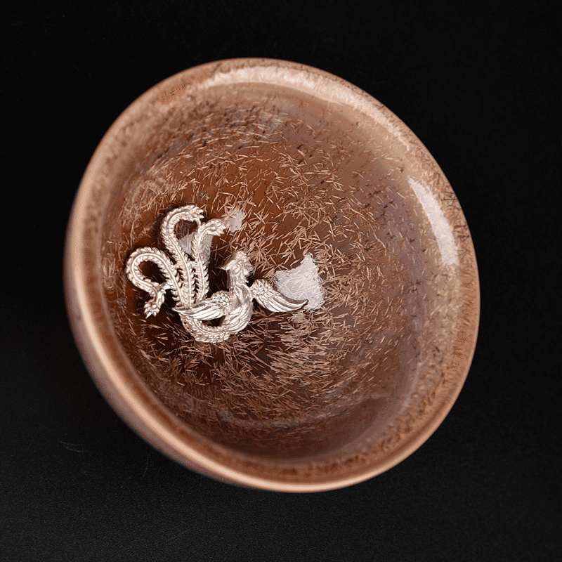 Ancient sheng up with the new four seasons built one master single CPU whitebait tea sample tea cup, ceramic temmoku cup silver cup