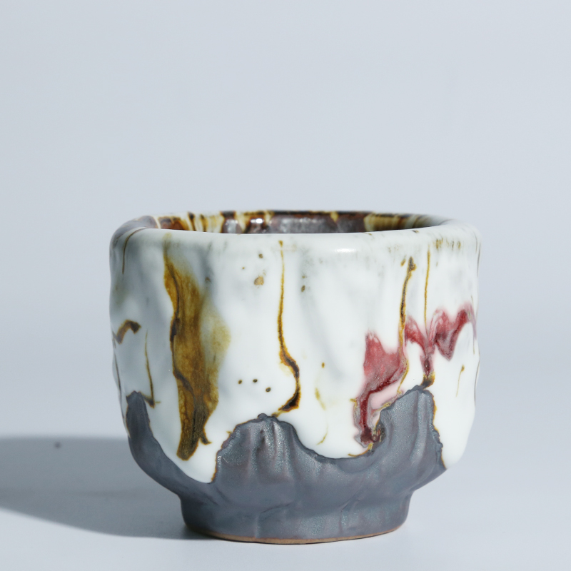 Ancient sheng up new straight Taiwan chi wild flow glaze craft ceramic pure silver whitebait tea sample tea cup, master cup