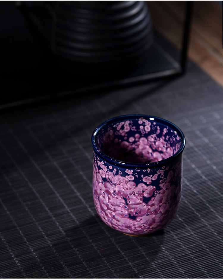 The ancient sheng up new egg cup and then built red glaze, ceramic colorful obsidian variable oil droplets master cup bowl