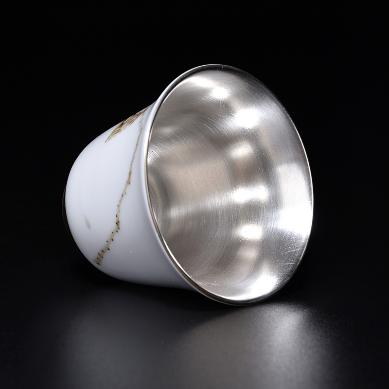 Ancient sheng up new gift boxes tasted silver gilding suet jade porcelain ceramic hand - made orchid sample tea cup masters cup single fullness