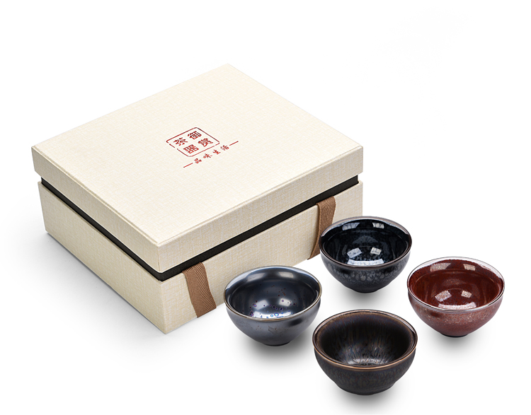 Ancient sheng up new squama obsidian sky become LangHao built light ceramic sample tea cup small bowl colorful light oil cups