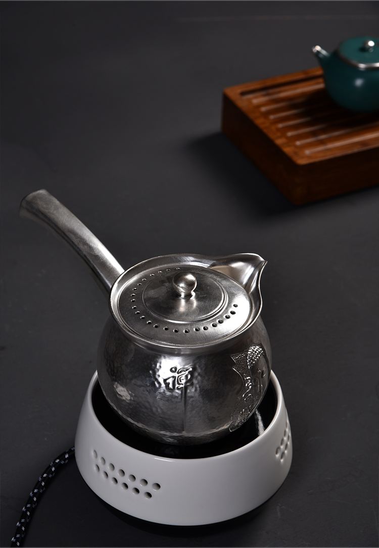 Ancient sheng up new sterling silver beadle zen Buddhism ceramic boiling pot teapot heat - resistant TaoLu tasted silver gilding craft pot of electricity