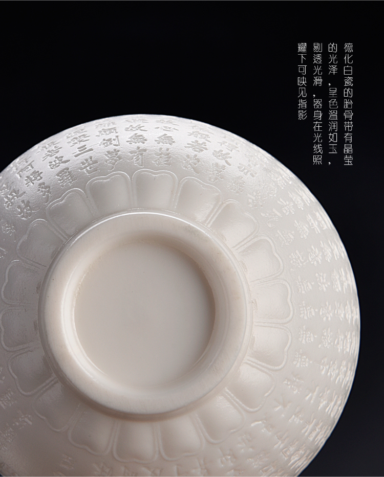 Ancient sheng up new gift boxes white porcelain its heart sutra CPU master cup single CPU Buddha zen ceramic sample tea cup