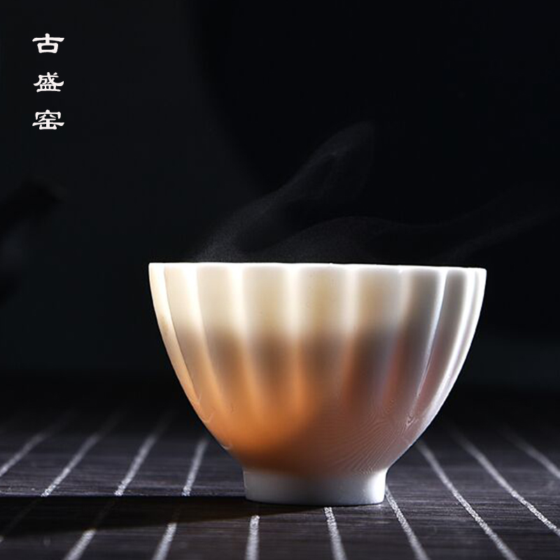 The ancient sheng up new suit small household sample tea cup suet white jade white porcelain kung fu master jade ceramic cup single CPU