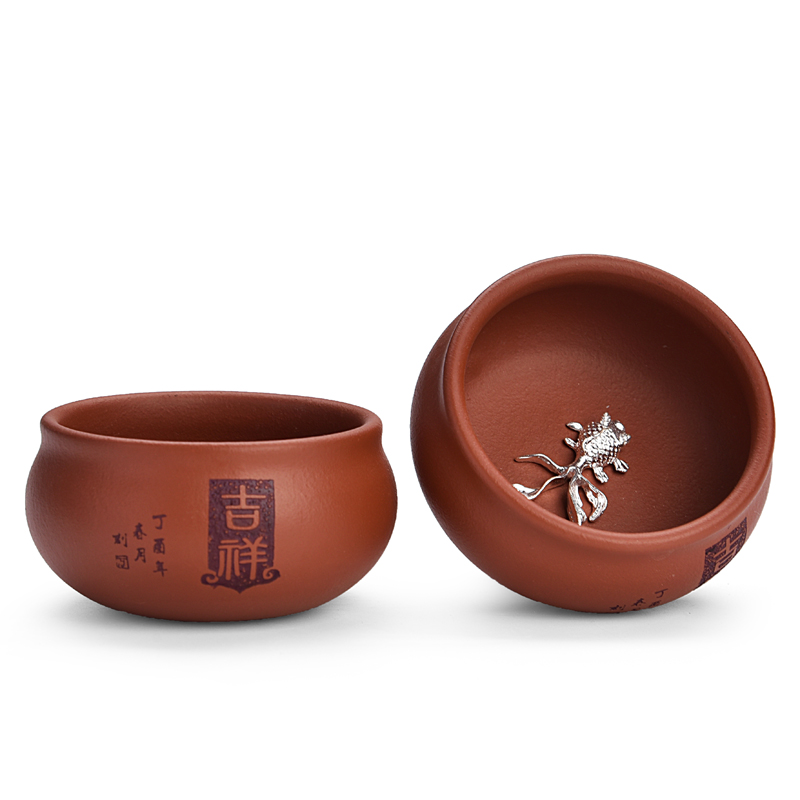 The ancient master/silver violet arenaceous silver fish bowl sheng up ceramic kung fu tea tea sample tea cup, cup package mail