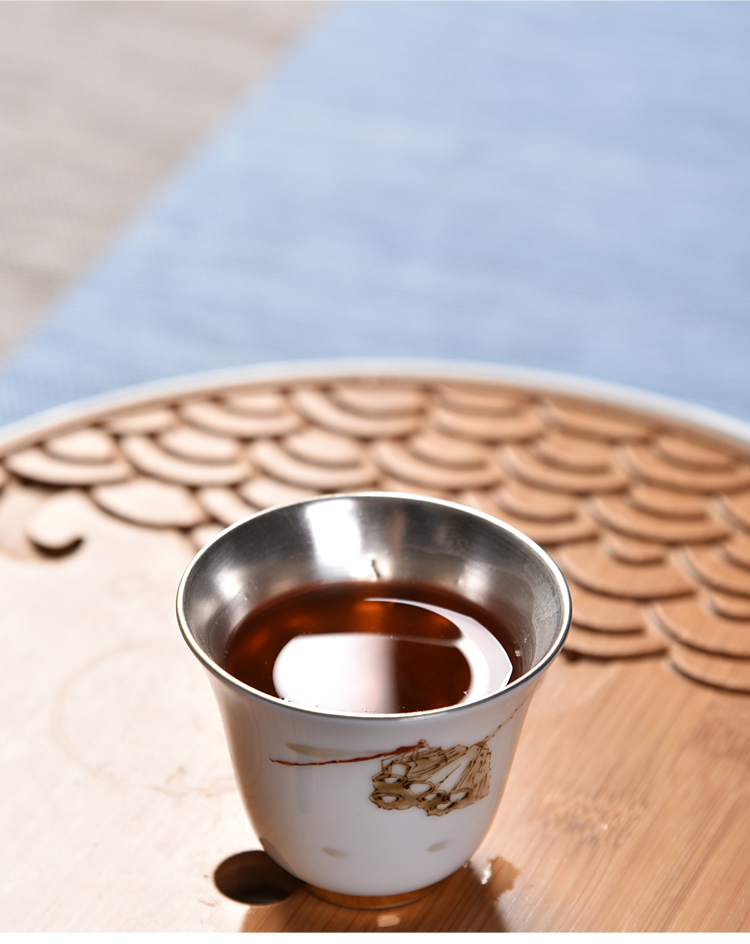 Ancient sheng up new gift boxes tasted silver gilding suet jade porcelain ceramic hand - made orchid sample tea cup masters cup single fullness