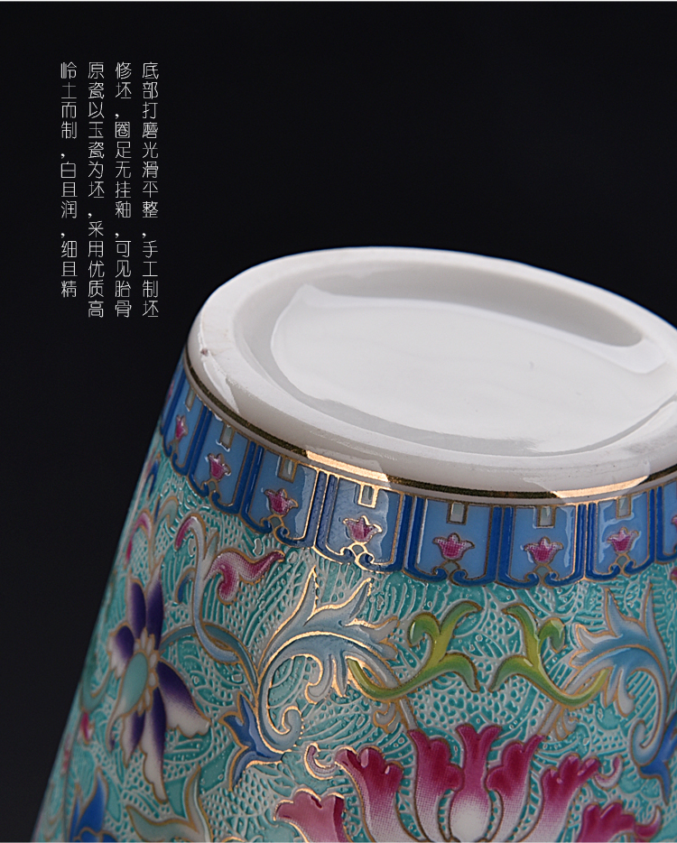 Ancient sheng up new sterling silver ceramic coppering. As silver 99 sample tea cup to pick flowers cup colored enamel master cup cup single fullness