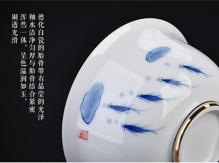 The ancient sheng jade blue and white safflower ceramic up new hand - made porcelain coppering. As silver suit household fair sample tea cup tea cup