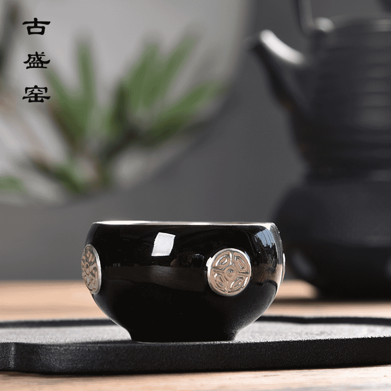 The ancient new gift boxes ore mo yu sheng up glaze ceramic tasted silver gilding agate glaze large sample tea cup personal single CPU