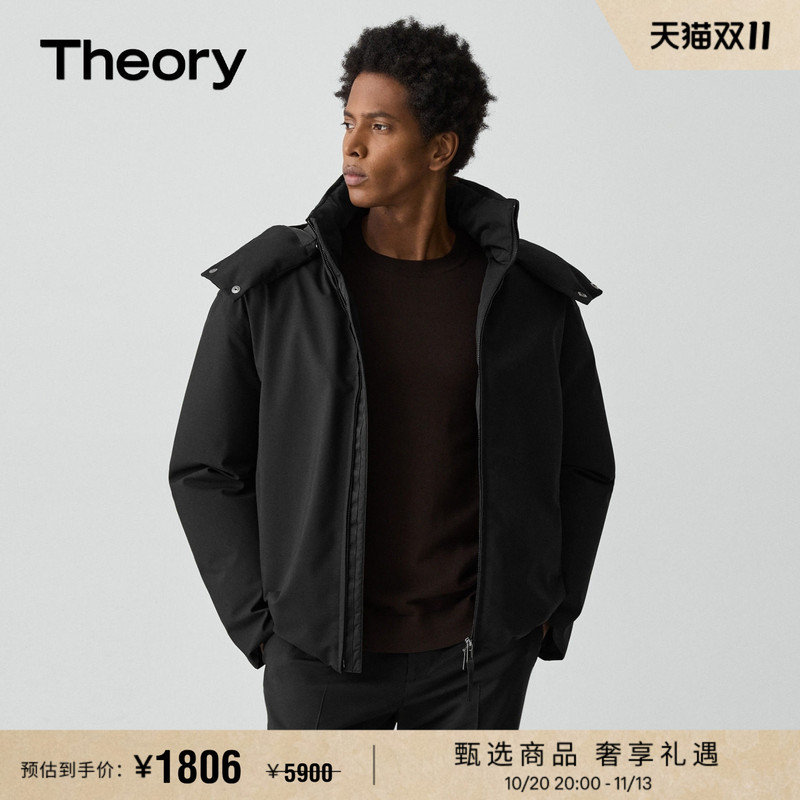 Theory Men's Polyester Blend Hooded down Jacket P0775416