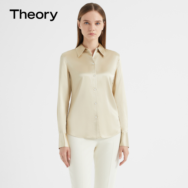 Cloud Silk] Theory Star Officia Women's Mulberry Silk Blend Gloss Shirt J0702516