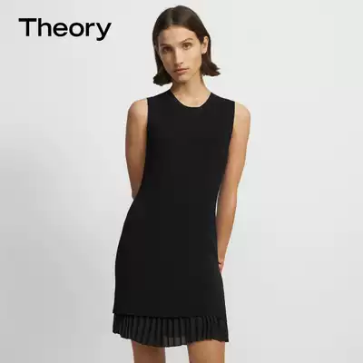 Theory Women's Two-piece Slim Pleated Skirt Knitted Dress K1105611