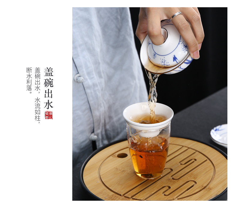 White porcelain tea sets tea cup set teapot ceramic household kung fu tea tea GaiWanCha suet jade sea