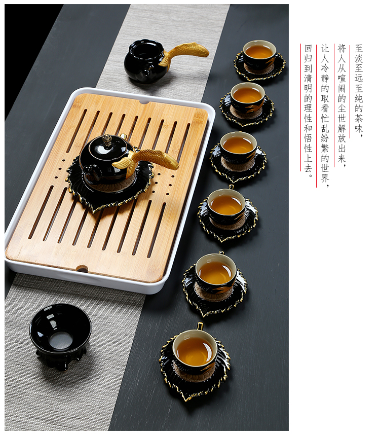 The see colour of household black glaze kung fu tea set ceramic dry tea cups dish suits for Japanese contracted small tea sets tea sea