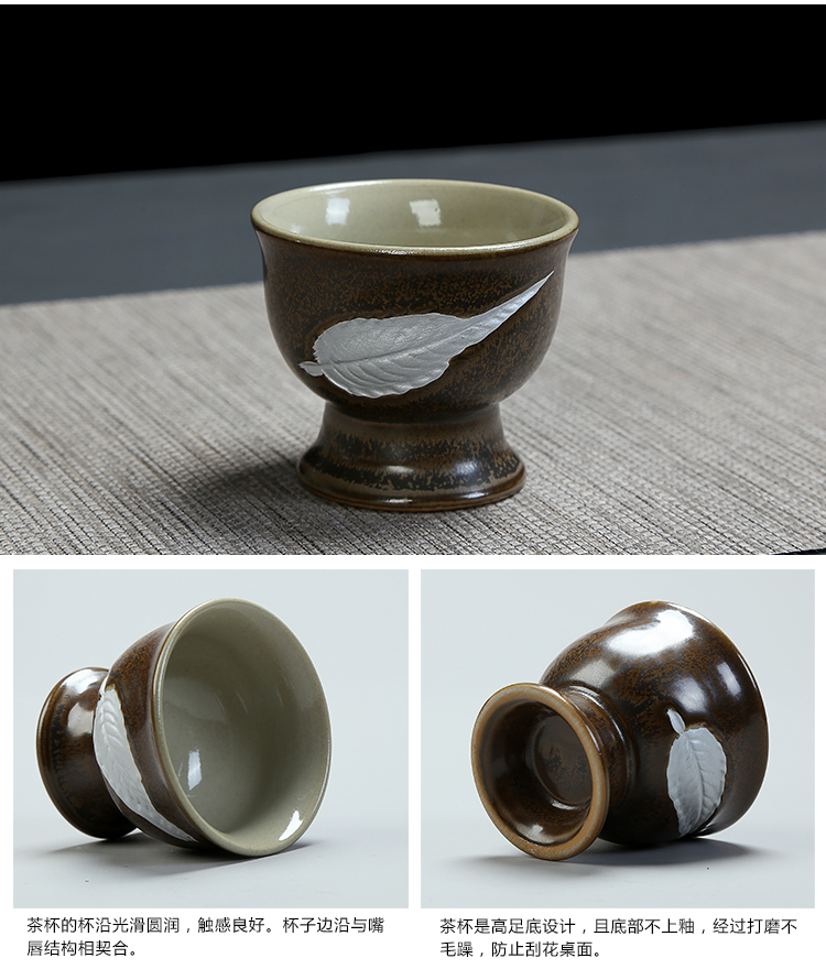 Black glaze blue and white porcelain teapot tea cups for ceramic kung fu tea set only three cups of tea to use hand grasp the teapot