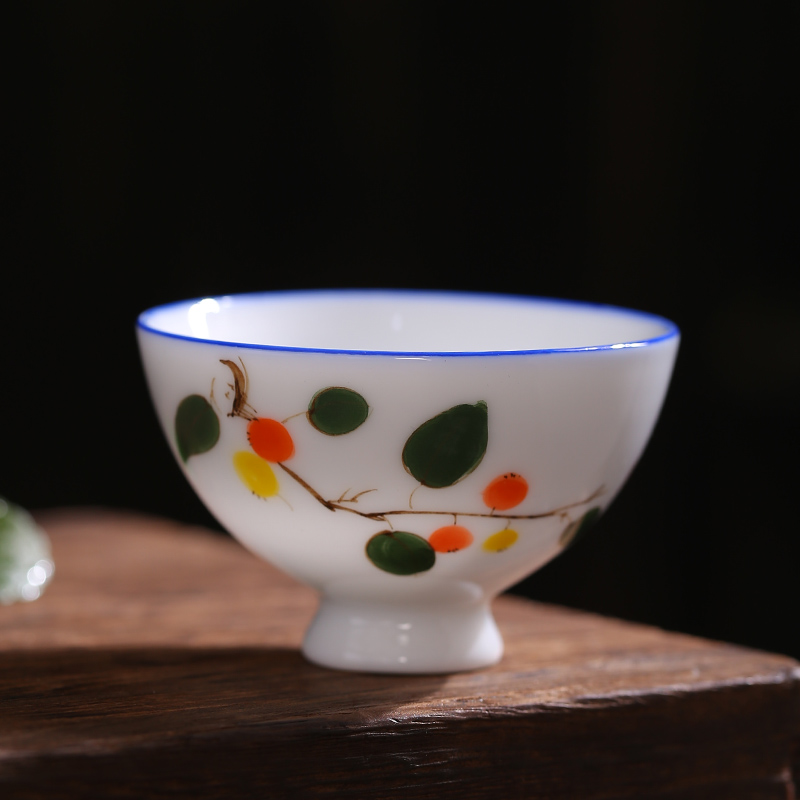 Gold hand made blue and white porcelain cups kung fu tea tea set ceramic masters cup, small cup single sample tea cup bowl