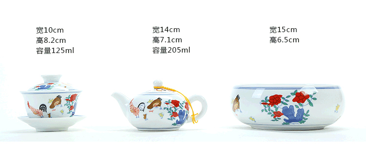 Blue and white porcelain tea sets the whole chicken cylinder cup kung fu tea set Ming chenghua bucket color restoring ancient ways antique tea set tea service