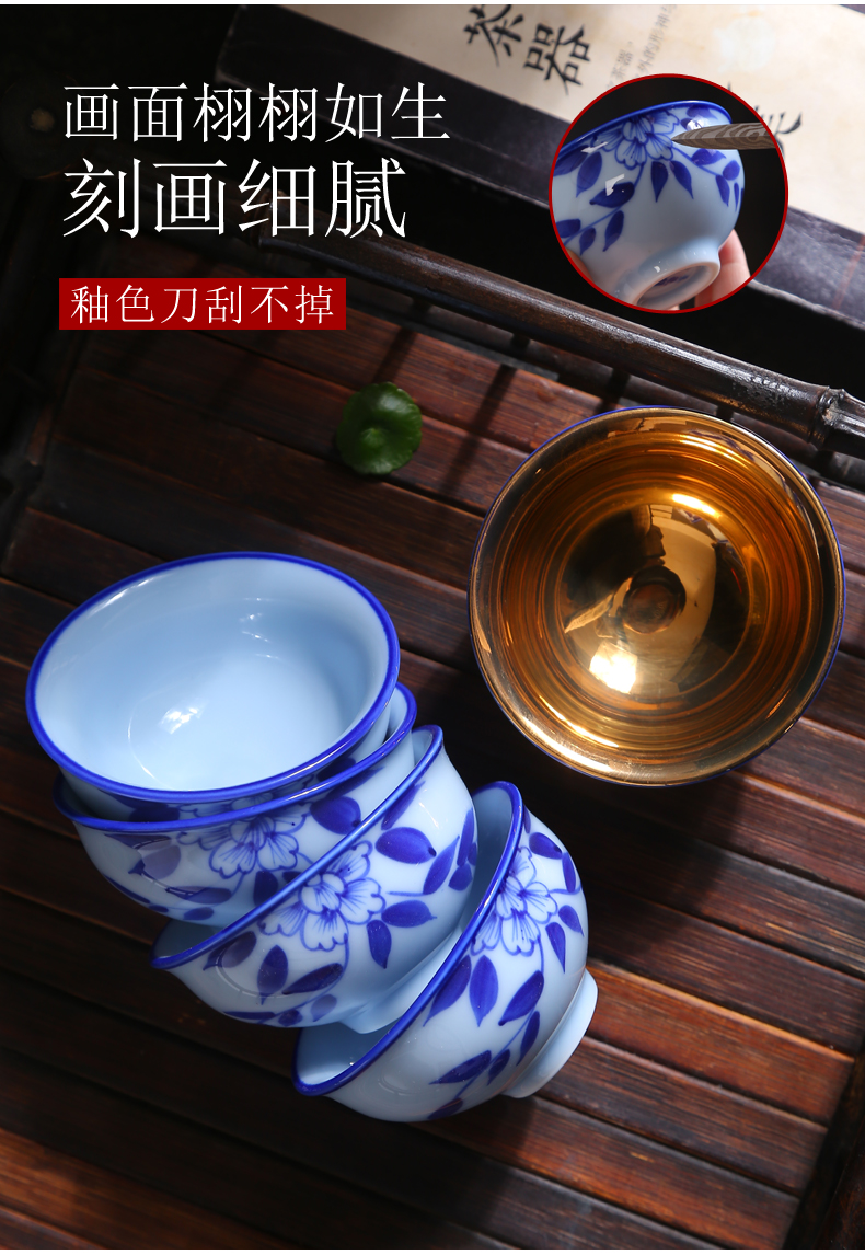 Variable hand - made teacup coppering. As silver sample tea cup kung fu tea set ceramic individual cup large household tea tasted silver gilding