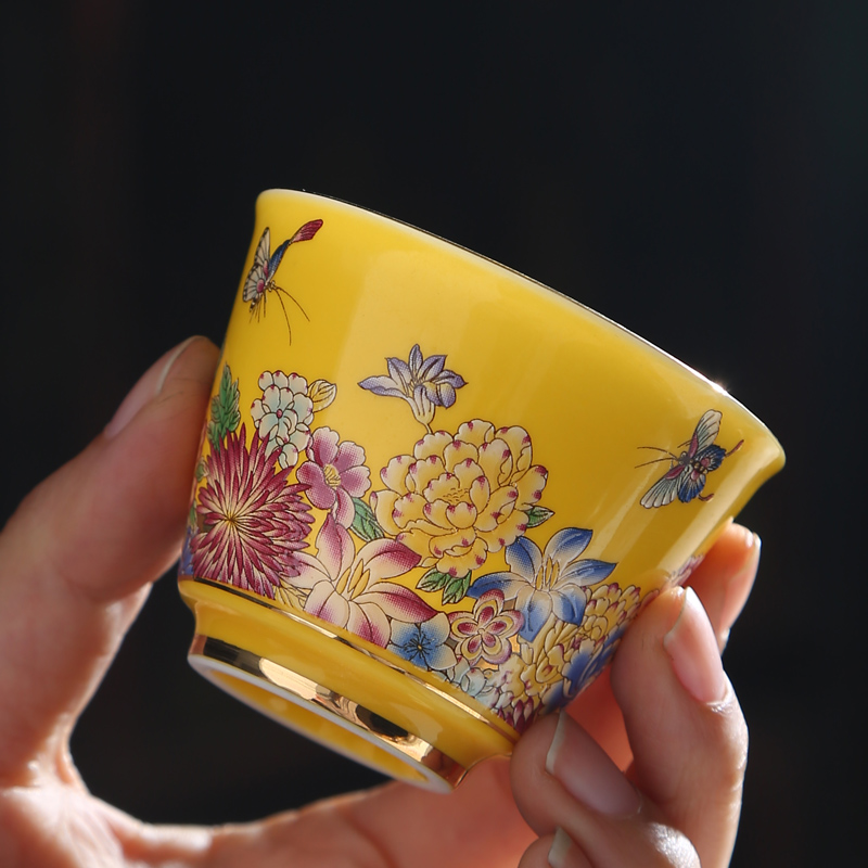 Ceramic tea tasted silver gilding master cup of blue and white, single CPU household kung fu tea tea cup single sample tea cup customization