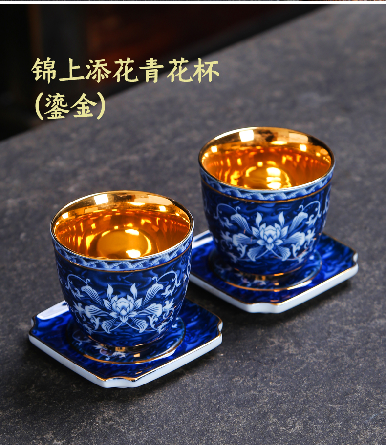 Blue and white porcelain cup sample tea cup large ceramic kung fu tea tea cup single cup beer individual cup masters cup