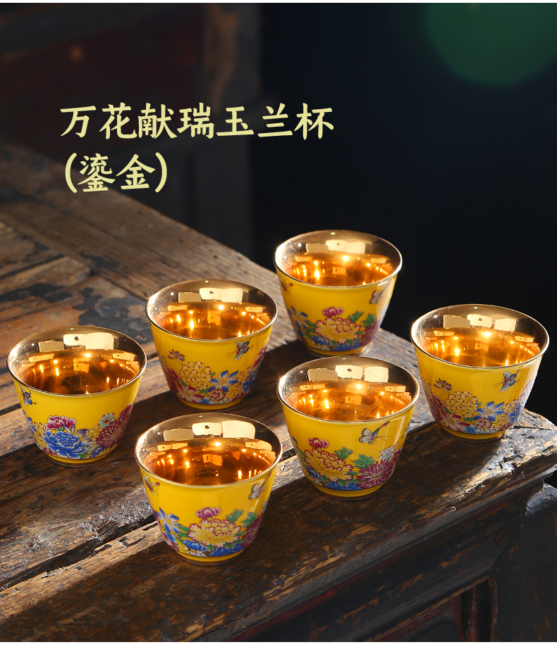 Ceramic colored enamel coppering. As silver cup master cup of large single cup tea sample tea cup kung fu tea set gift customization