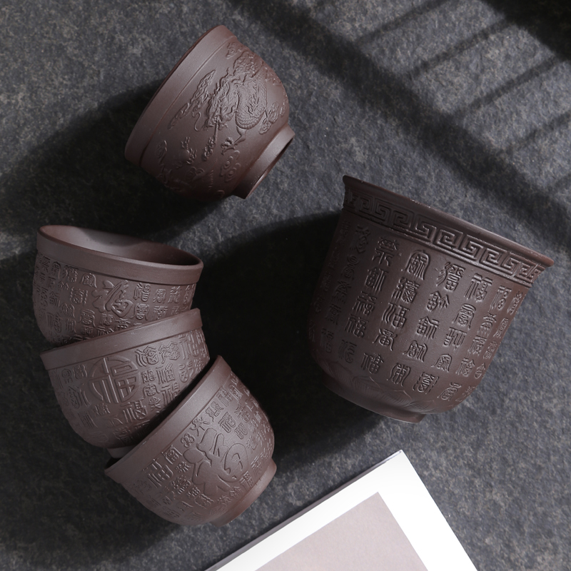 Violet arenaceous master single ceramic cups kung fu tea set household use sample tea cup cup with personal cup