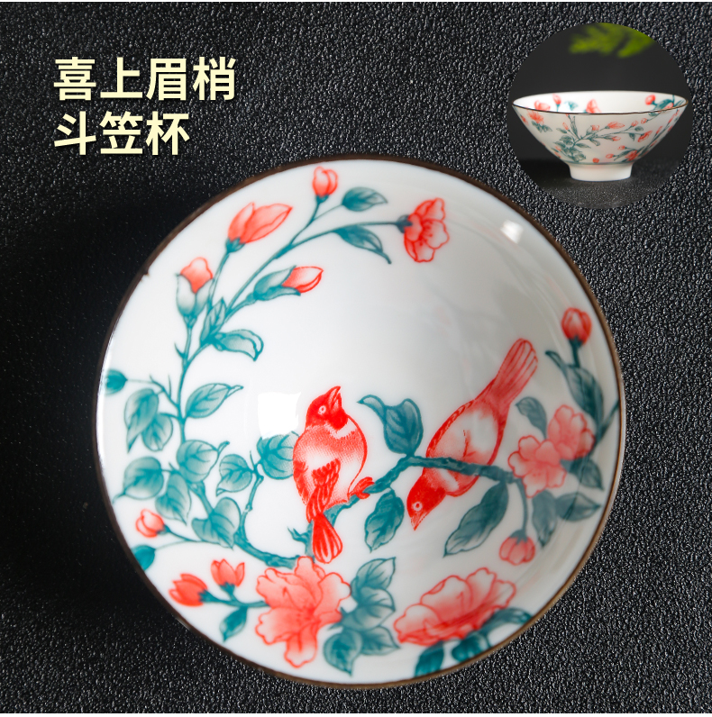 Tasted silver gilding ceramic cups Japanese blue and white porcelain hat cup suit kung fu master cup restoring ancient ways is a single tea light sample tea cup