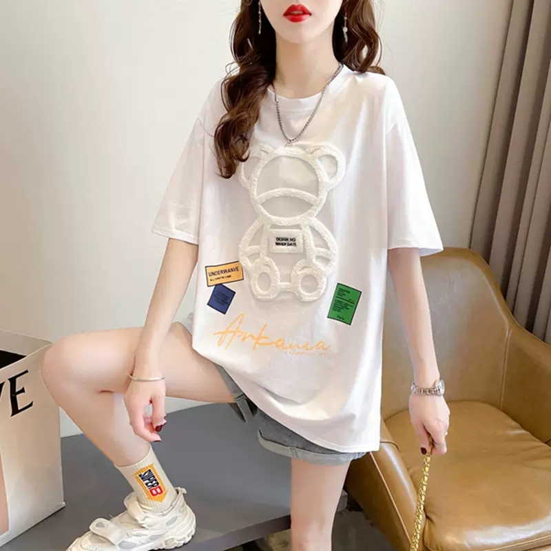 12 Summer Girls' Clothing 13 Junior High School Students 14 Middle School Students Korean Style 15-Year-Old Older Children Loose 16 Short-Sleeved T-Shirt Tops