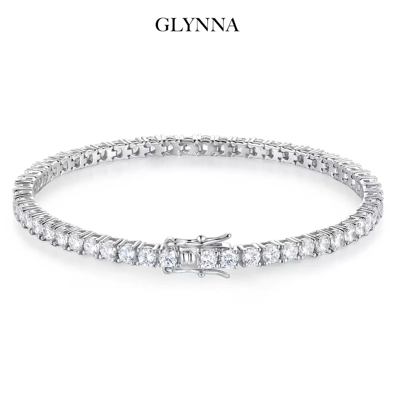 Upgraded Version! High-Carbon Diamond Sparkling Bracelet, Same Style as Blackpink, Versatile, Full of Diamonds, 18K White Gold, 2mm 3mm