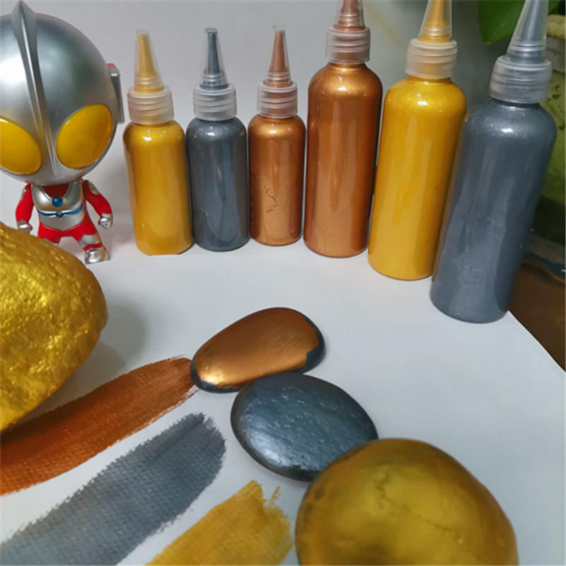 Metal Acrylic Pigment Pearlescent Gold Silver Copper Gypsum Doll Paint Buddha Light Gold 50 100 500ml