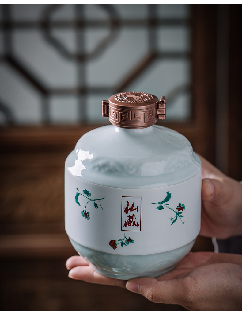 Jingdezhen ceramic bottle wine jar sealed flask empty wine bottle 1/3/5 jin empty home antique bottles of liquor