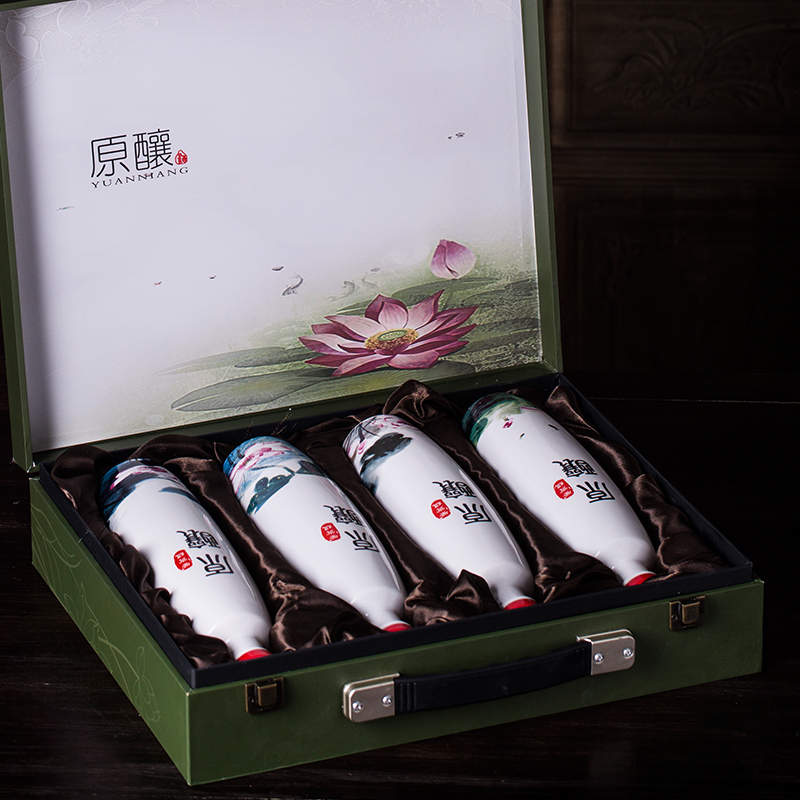 Jingdezhen 1 catty loading ceramic blank bottle household seal belt box giving Chinese style restoring ancient ways is little hip