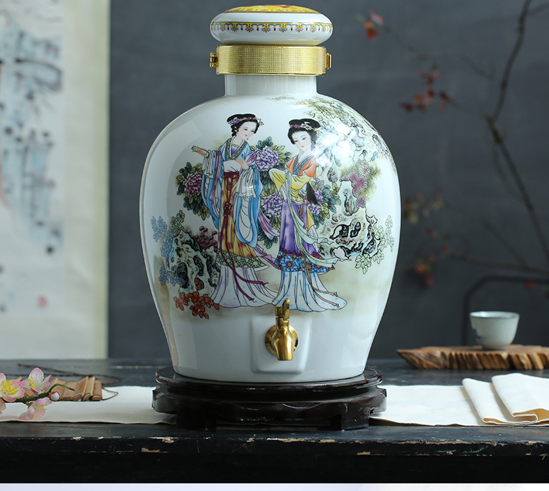 Jingdezhen ceramic jars mercifully bottle with tap 10 jins 20 jins 30 jin wine 50 kg it sealed jar