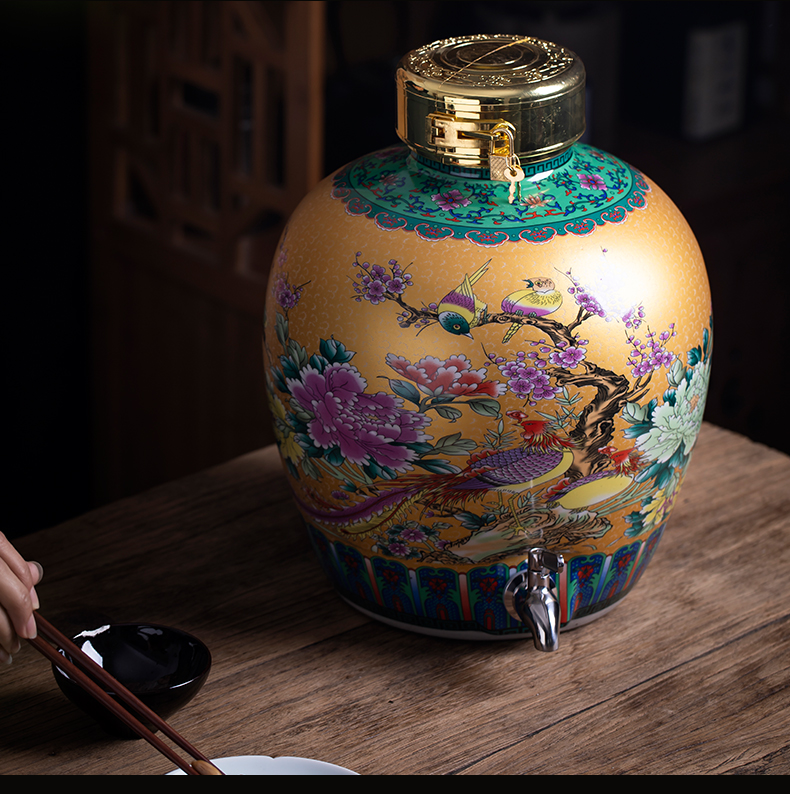 Jingdezhen mercifully bottle 10 jins 20 jins 30 jins 50 kg sealed ceramic empty jar it home wine pot liquor