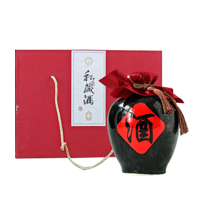 Jingdezhen three catties ceramic bottle seal 3 kg wine jar Mid - Autumn festival gift JinHe suit