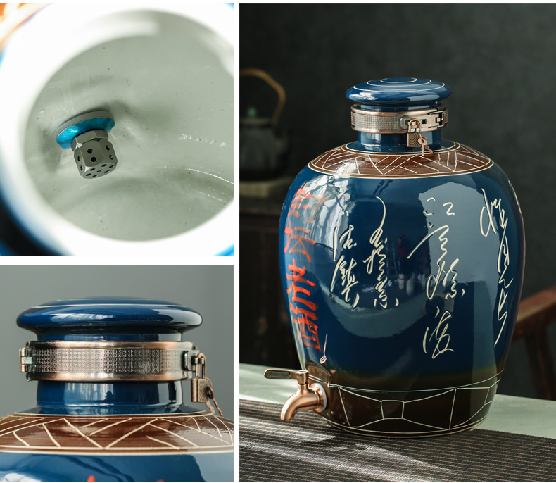 Jingdezhen ceramic jars sealed jar liquor bottle 10 jins 20 jins 30 jins 50 jins household hip flask of the ancients