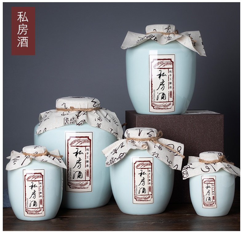 Jingdezhen ceramic jar empty wine bottle 1/2/3/5/10 catties small household hip mercifully wine liquor bottle sealing