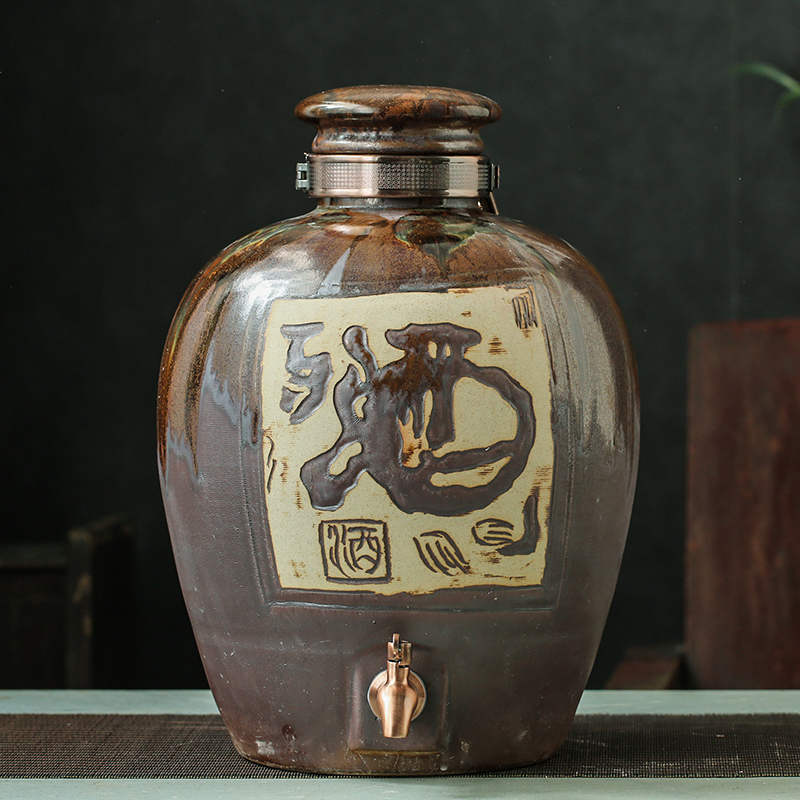 Jingdezhen ceramic jars sealed jar liquor bottle 10 jins 20 jins 30 jins 50 jins household hip flask of the ancients