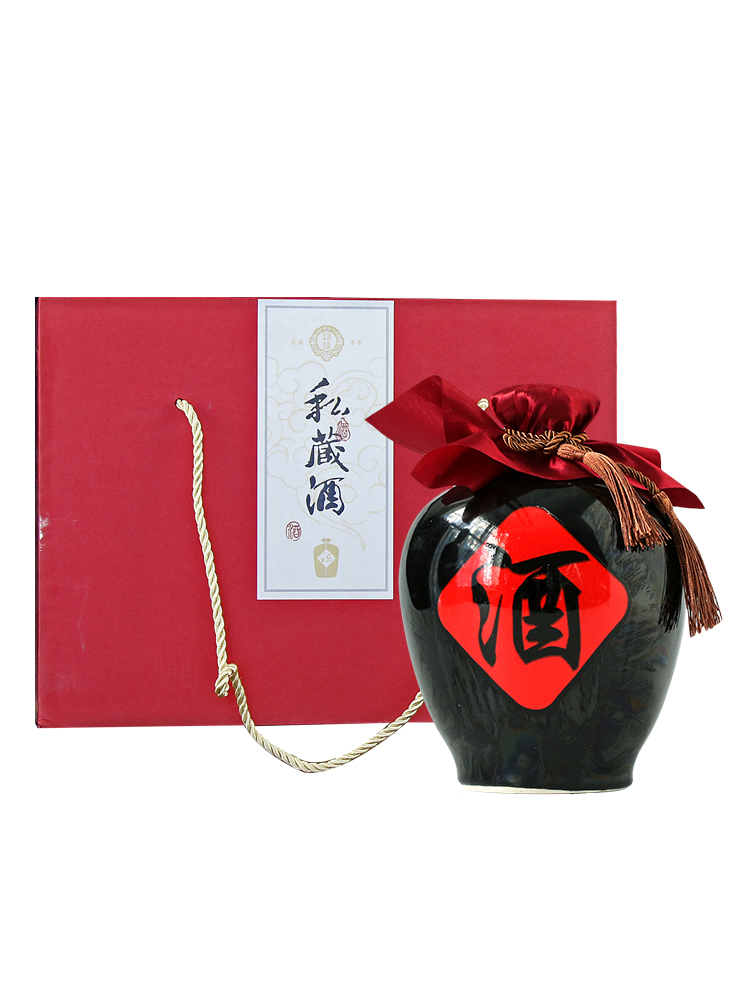 Jingdezhen three catties ceramic bottle seal 3 kg wine jar Mid - Autumn festival gift JinHe suit