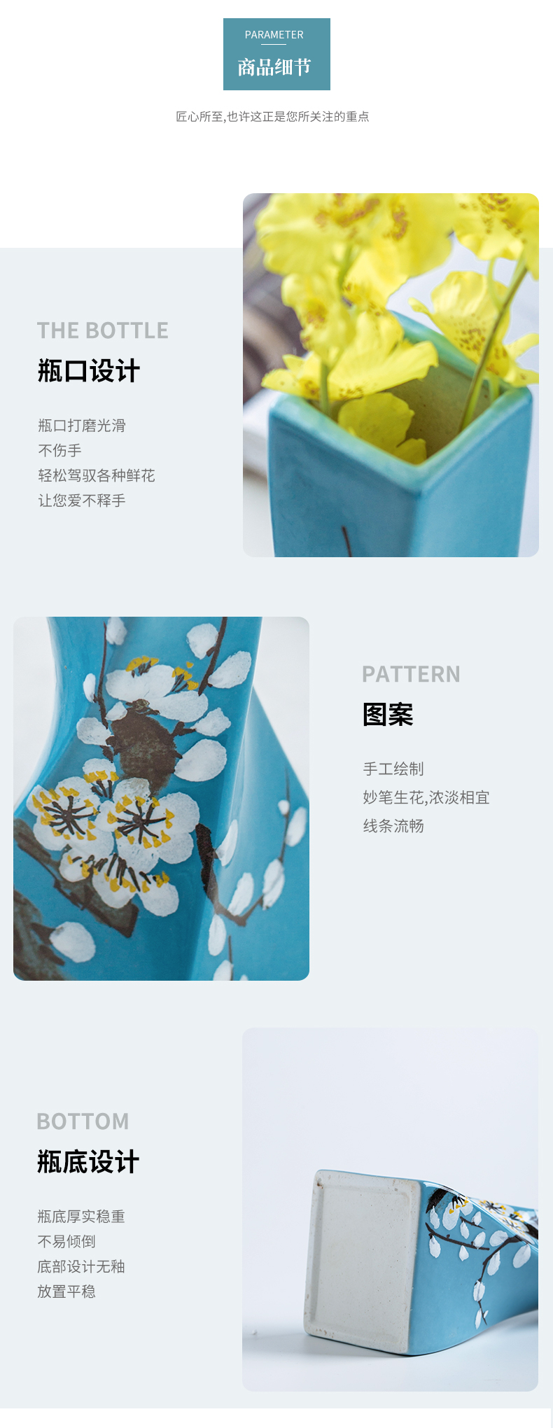 New Chinese style ceramic floret bottle dry flower vases, the sitting room porch flower arranging creative manual furnishing articles home decorations