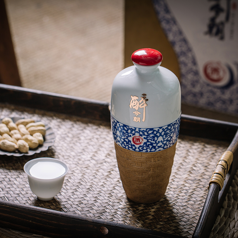 Jingdezhen one jin of an empty bottle ceramic storage jar it household hip sealed empty bottles of liquor bottles of ancientry