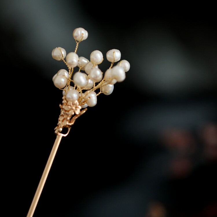 Antique headdress hairpin step-shaking hairpin Classic daily simple modern Hanfu accessories Freshwater pearl hairpin